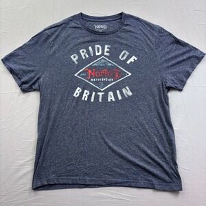 Norton Motorcycles Pride of Britain Graphic T-Shirt Mens 2XL Navy Blue Heathered
